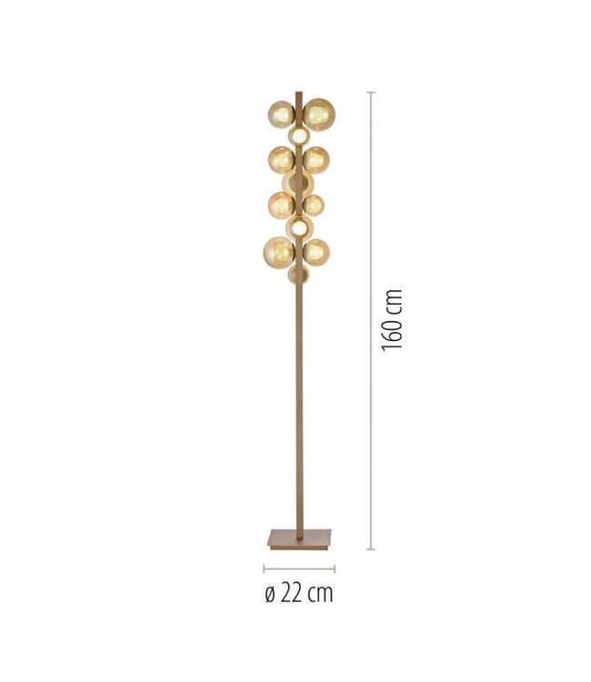 Vloerlamp PURE Popup met amber bollen dimbaar