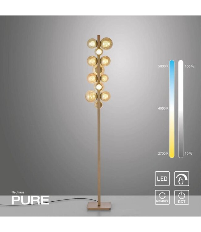 Vloerlamp PURE Popup met amber bollen dimbaar