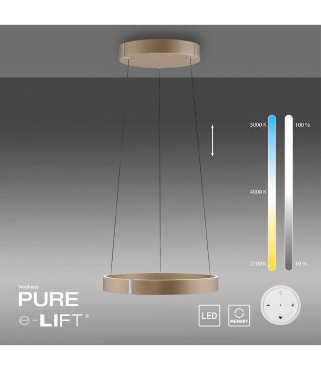 Hanglamp pure e-clipse brons/taupe 50cm traploos  in hoogte verstelbaar