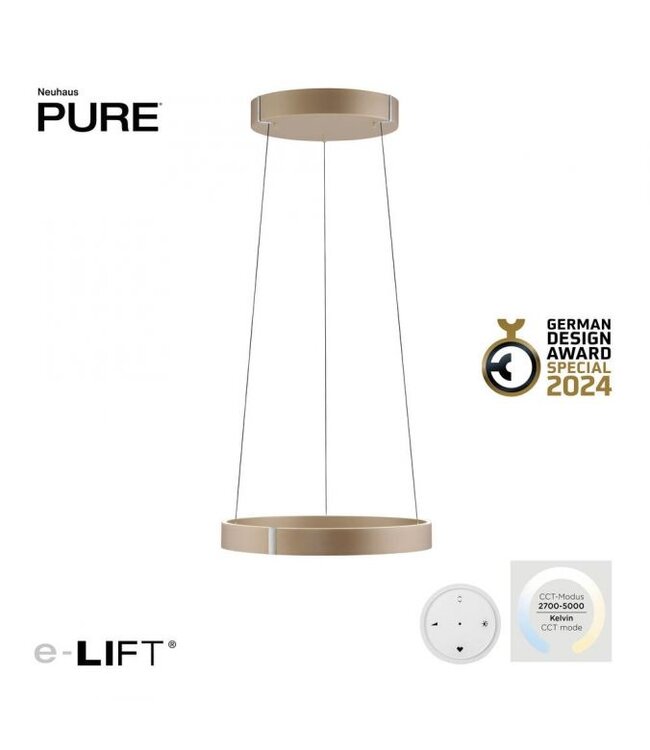 Hanglamp pure e-clipse brons/taupe 50cm traploos  in hoogte verstelbaar