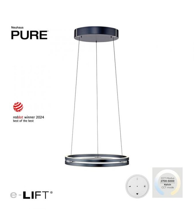 Hanglamp pure e-loop  mystic grey 50cm traploos  in hoogte verstelbaar