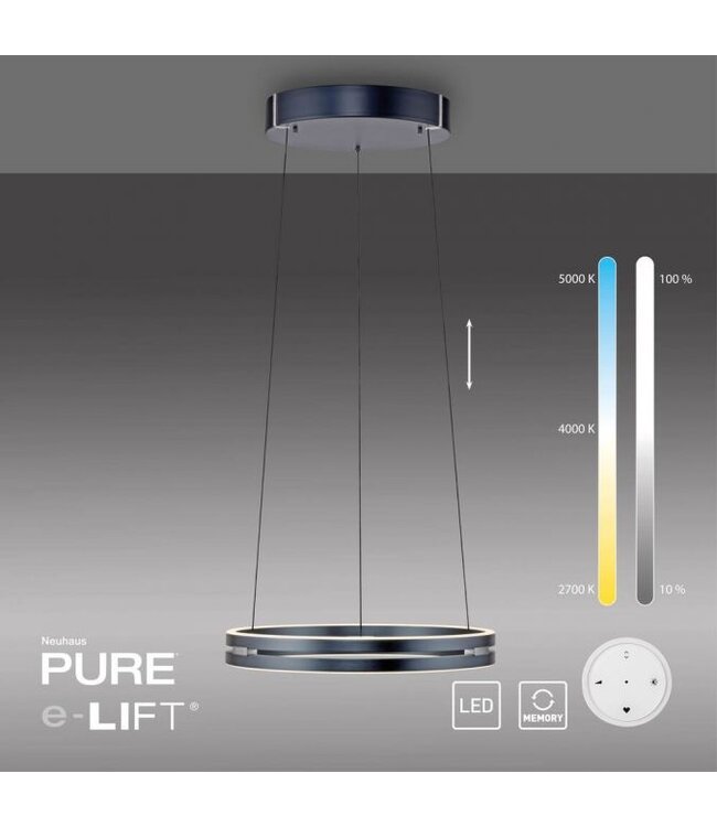 Hanglamp pure e-loop  mystic grey 50cm traploos  in hoogte verstelbaar