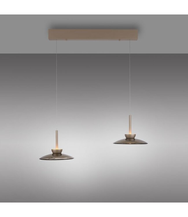 Neuhaus Pure  Hanglamp 98cm verstelbaar Taupe met smoke italiaans glas