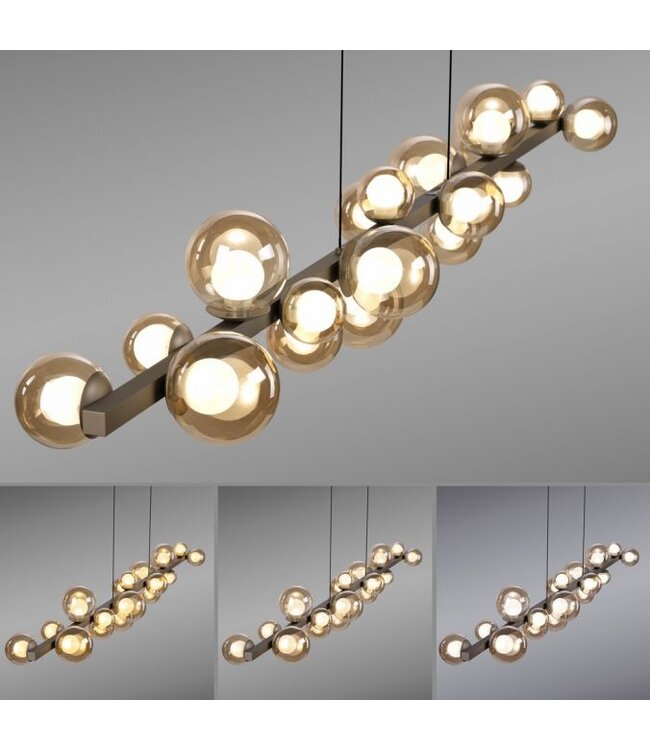 Hanglamp 180cm met amber bollen in hoogte verstelbaar