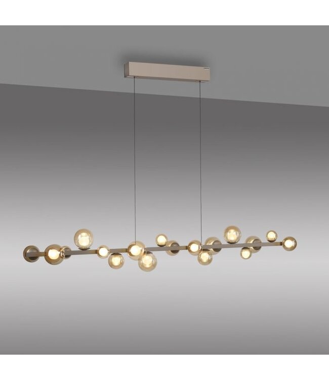 Hanglamp 180cm met amber bollen in hoogte verstelbaar