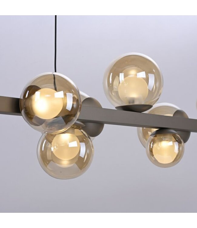 Hanglamp 180cm met amber bollen in hoogte verstelbaar