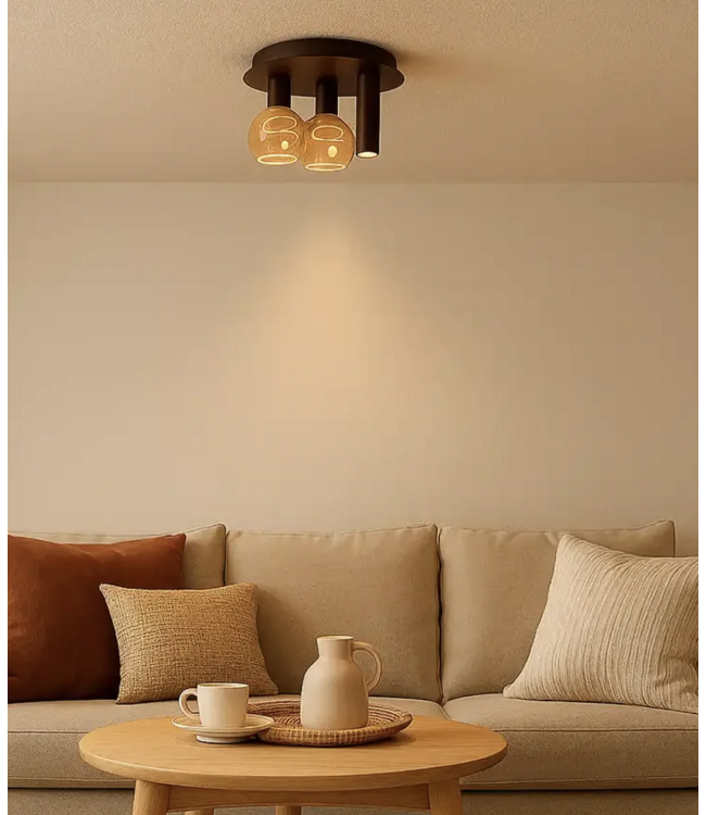 Riva plafondlamp Platinum inclusief  2x segula 1x spot ø35cm