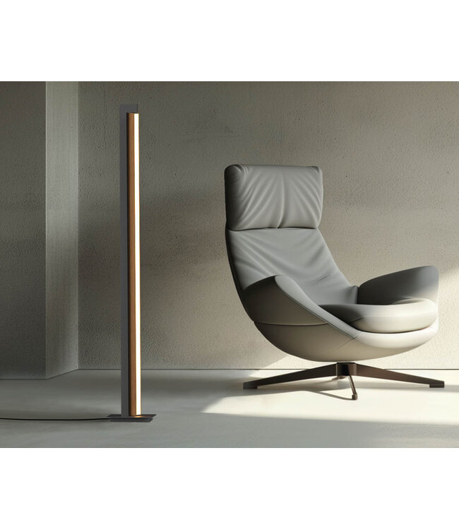 Vloerlamp Pure Lines Oak Graphite draaibaar dimbaar H140cm - Copy