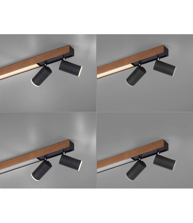 Plafondlamp met spots Pure Lines Oak Graphite draaibaar dimbaar lengte 120cm