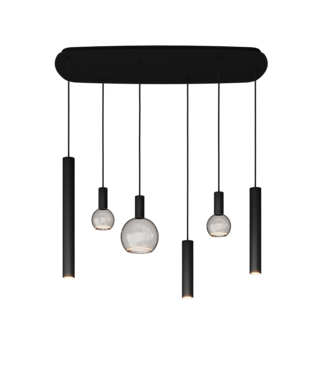 Ztahl Riva Deens ovale hanglamp Zwart   110cm-55cm inclusieg  spots en sierlampen