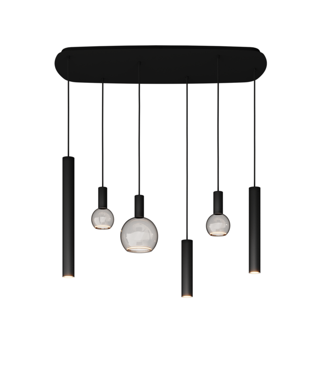 Ztahl Riva Deens ovale hanglamp Zwart  110cm-55cm inclusieg spots en sierlampen