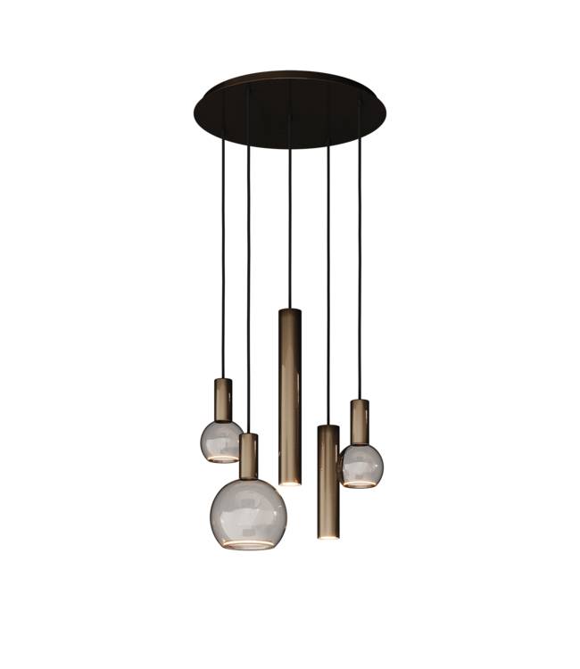 Ronde Riva hanglamp Platinum  van Ztahl 50cm inclusief  spots en sierlampen