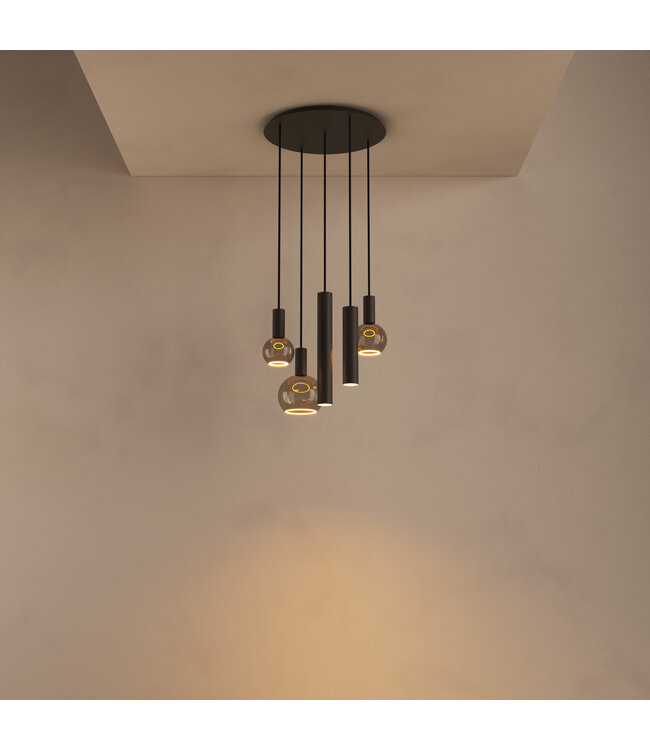 Ztahl Riva ronde hanglamp Platinum van Ztahl 50cm inclusief spots en sierlampen