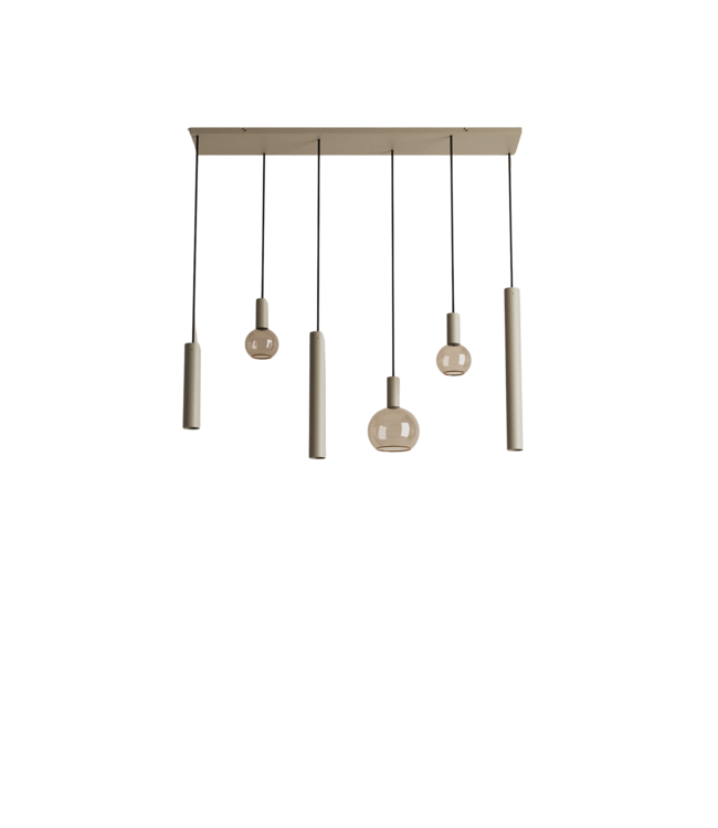 Riva hanglamp Quartz 120 met spots en sierlampen