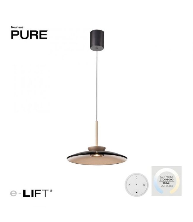 Hanglamp 50cm verstelbaar Taupe met smoke italiaans glas