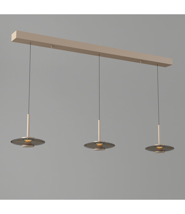 Hanglamp madison verstelbaar Champagne  met smoke italiaans glas
