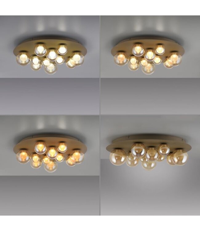 Plafondlamp Taupe met amber bollen met afstandbediening