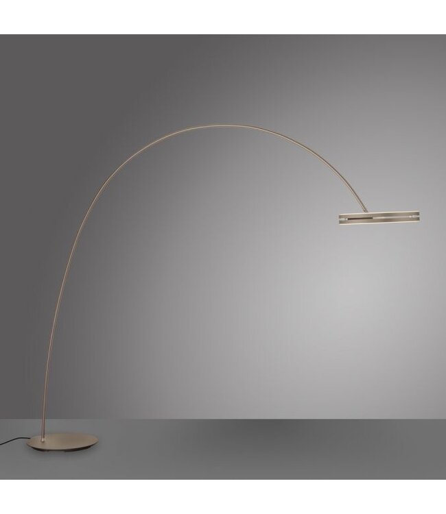 Vloerlamp boog Loop-Bow taupe up en down licht met afstandbediening