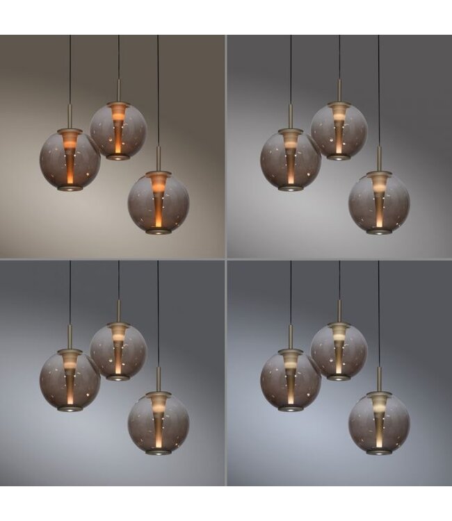 Hanglamp pure e-infinity 3 bollen brons/taupe 50cm traploos in hoogte verstelbaar