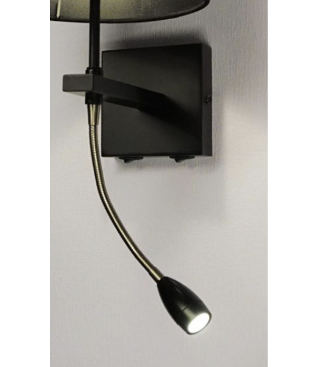 Wandlampje zwart met aan/uit knopje zonder kap