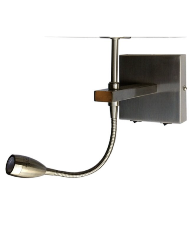 Wandlampje zilver met aan/uit knopje zonder kap