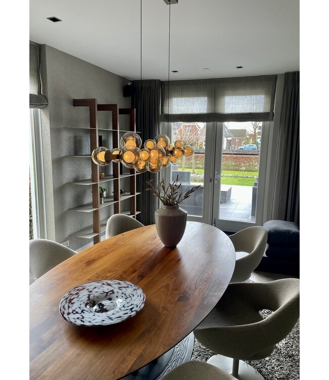 Hanglamp 180cm met amber bollen in hoogte verstelbaar
