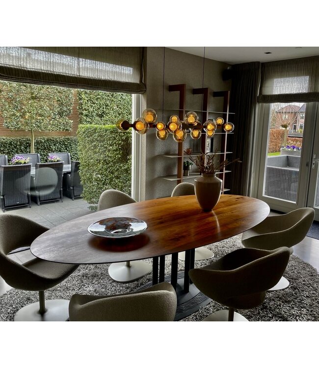 Hanglamp met amber bollen in hoogte verstelbaar