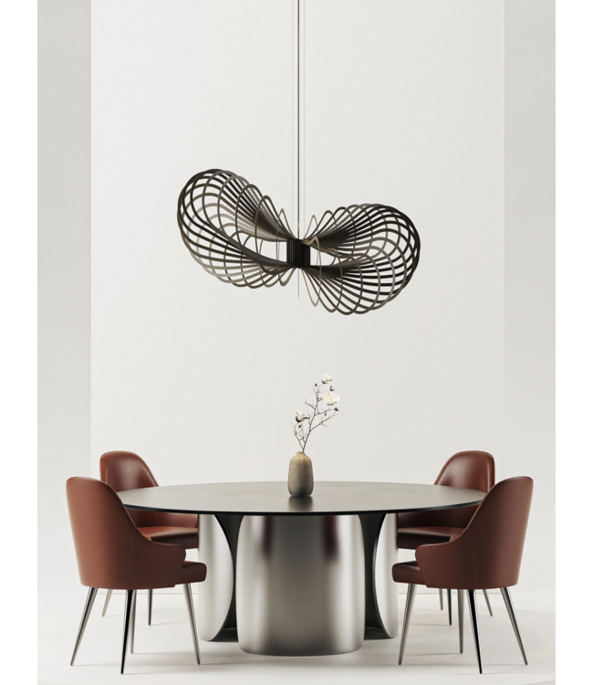 Martani Stalen hanglamp Platinum organische vorm  85cm