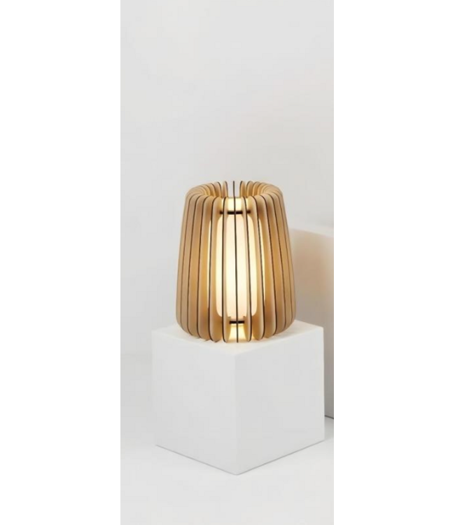 Blijdesign Tafellamp The Cage  naturel met opaal kunstof binnenkant 28cm