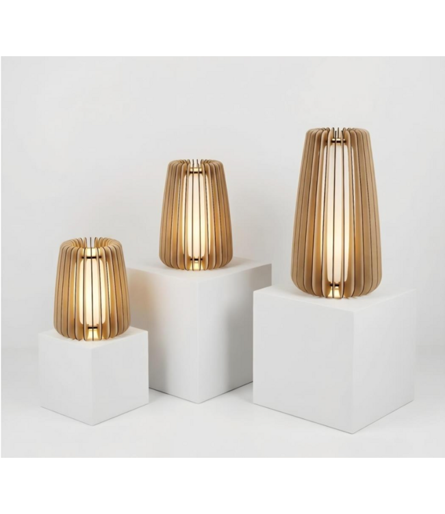 Tafellamp The Cage  naturel met opaal kunstof binnenkant 28cm