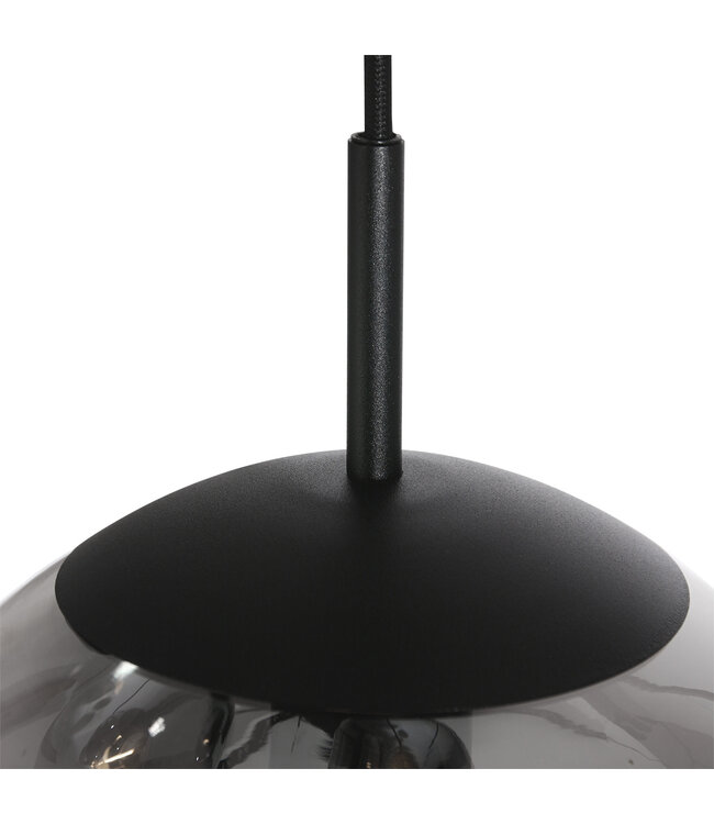 Vide Hanglamp bollique rond plaat 41cm 5 glazen bollen smoke