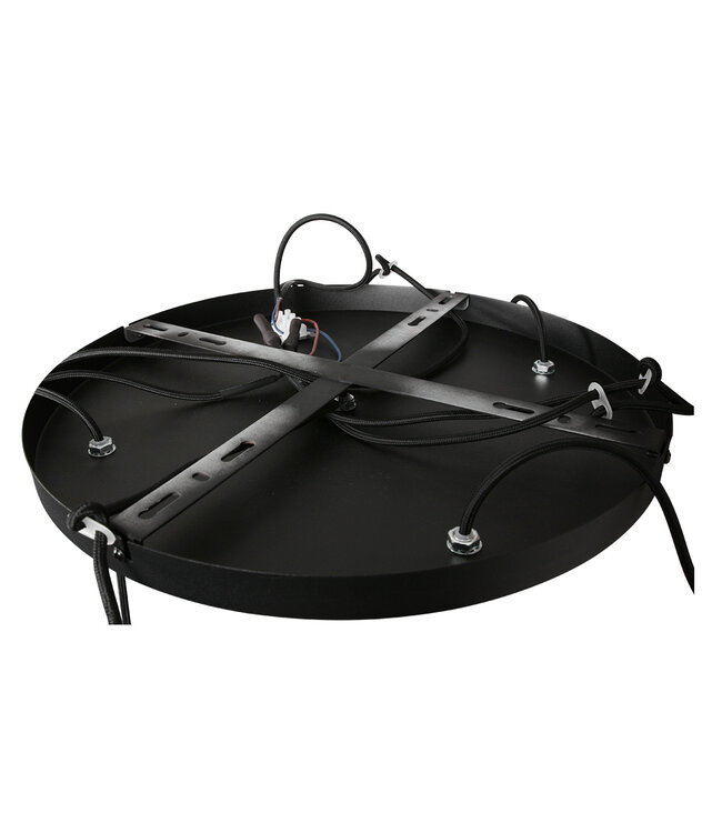 Vide Hanglamp bollique rond plaat 41cm 5 glazen bollen smoke