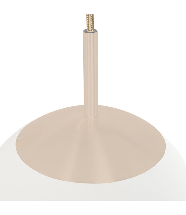 Vide Hanglamp bollique rond plaat 41cm creme 5 glazen bollen  wit