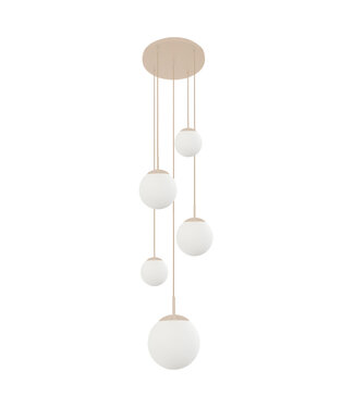 Steinhauer Vide Hanglamp bollique rond plaat 41cm creme 5 glazen bollen  wit