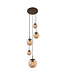 Steinhauer Vide Hanglamp bollique rond plaat 41cm cacao 5 glazen bollen amber