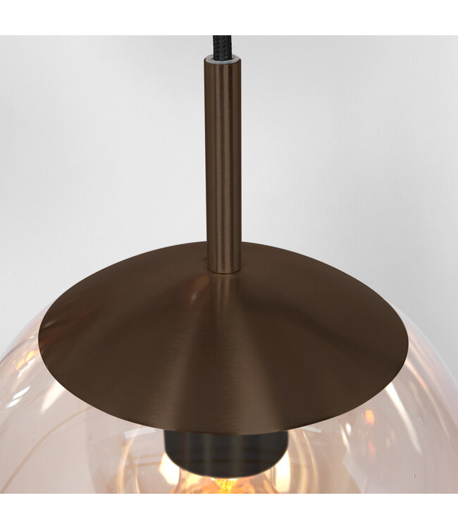 Vide Hanglamp bollique rond plaat 41cm cacao 5 glazen bollen amber