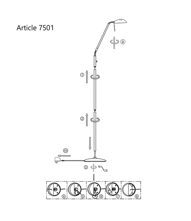 Leeslamp staal met dimmer