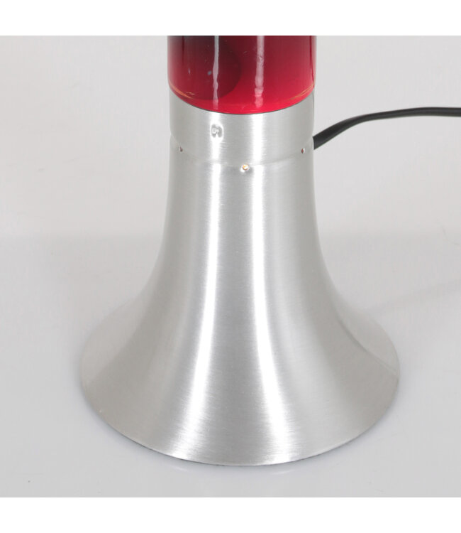 Tafellamp Volcan staal met rode lava