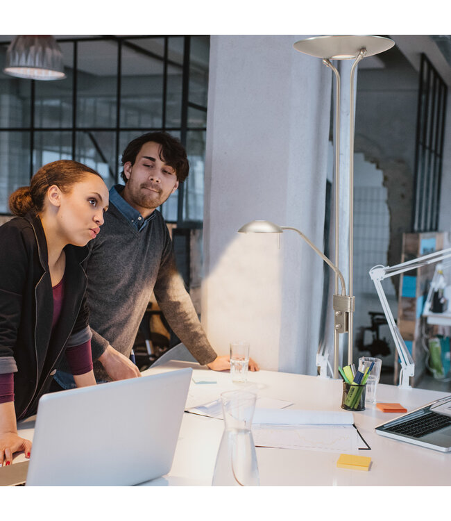 Vloerlamp biron staal 2lichts