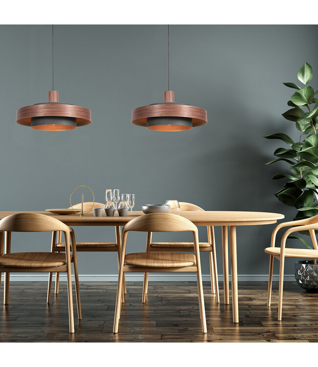 Hanglamp flinter houtmotief goud