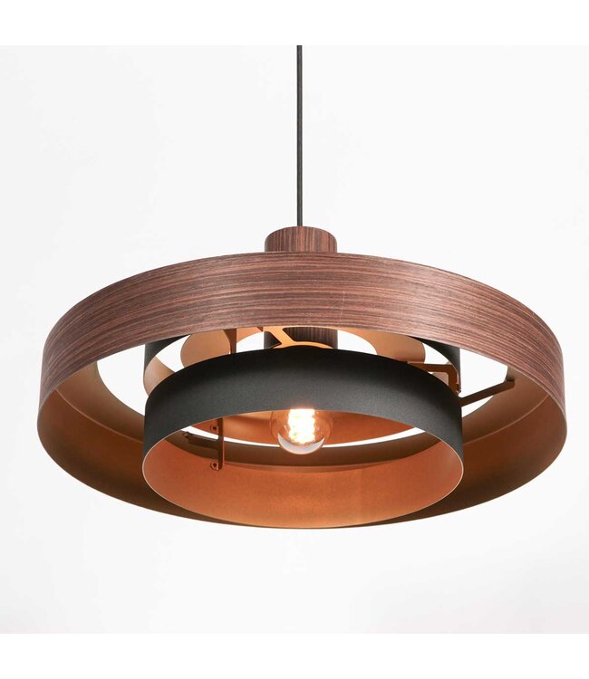 Hanglamp flinter houtmotief goud