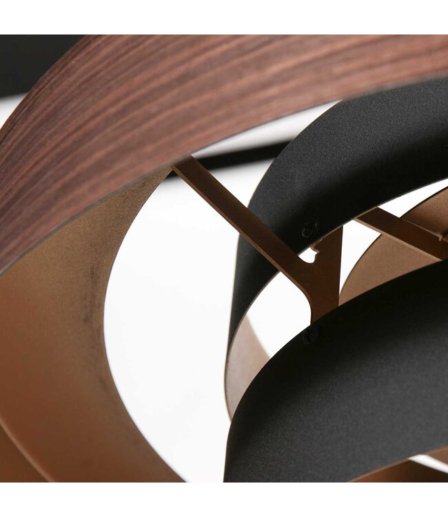 Hanglamp flinter houtmotief goud