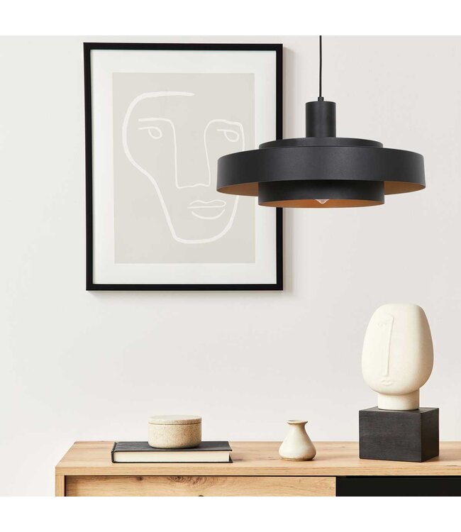 Hanglamp flinter houtmotief zwart