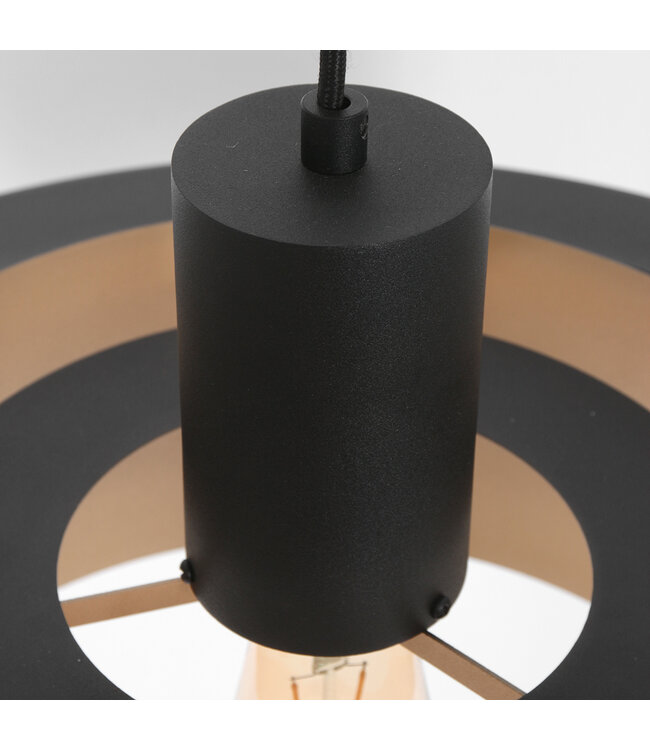 Hanglamp flinter houtmotief zwart