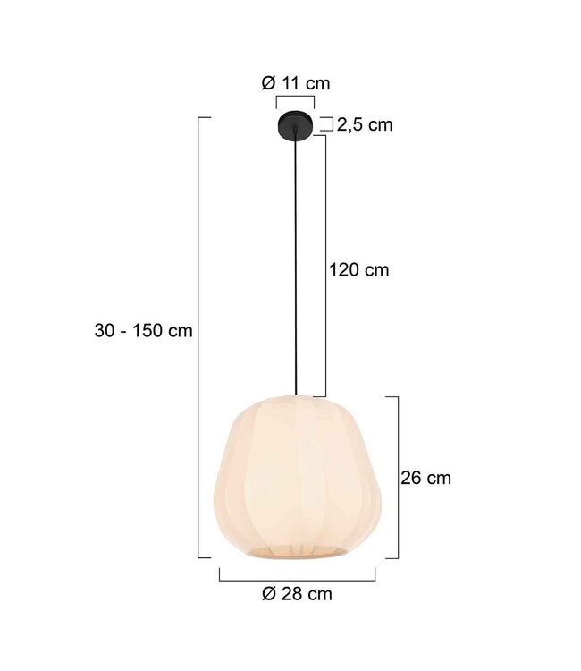 Hanglamp Sable creme middel