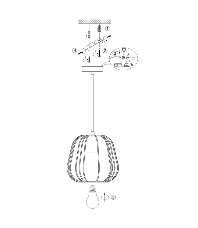 Hanglamp Sable creme middel