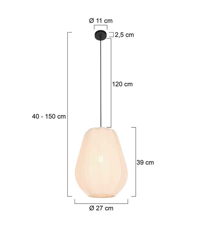 Hanglamp Sable creme groot