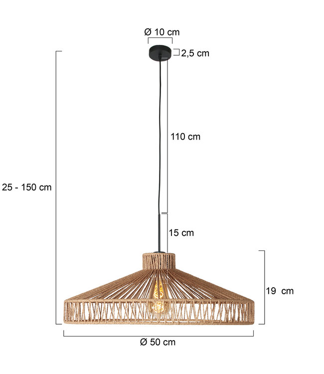 Hanglamp Ropex touw zwart