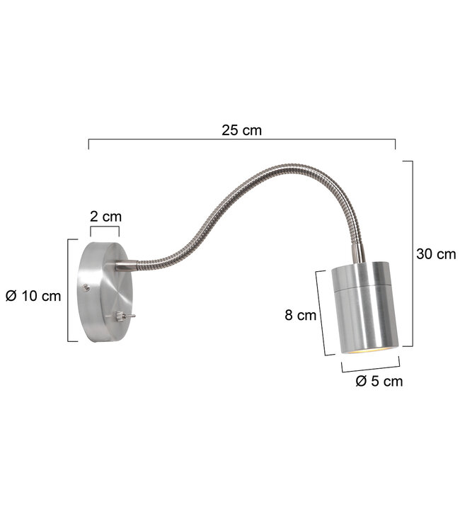 Wandlamp Upround staal