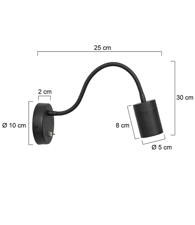 Wandlamp Upround zwart